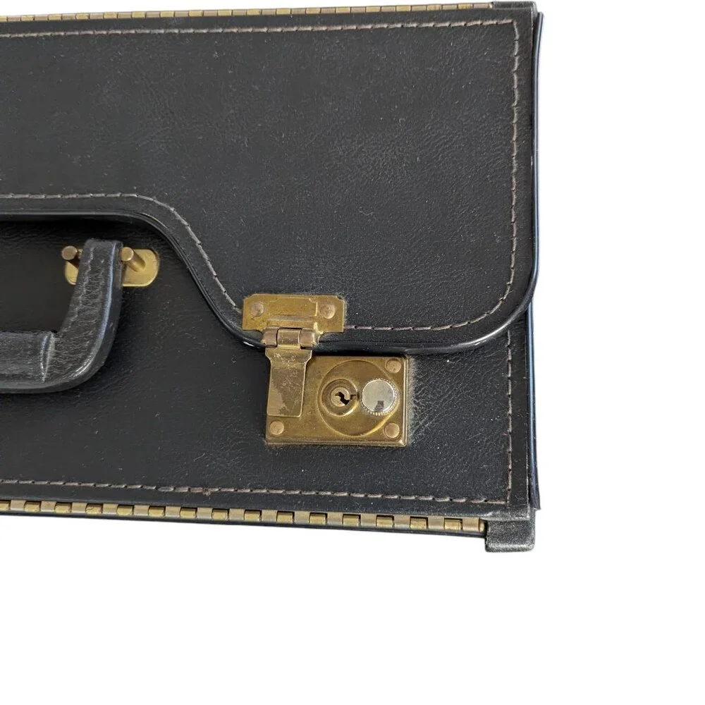 Vintage Faux Leather Banker's Box - Double Hinged Briefcase
